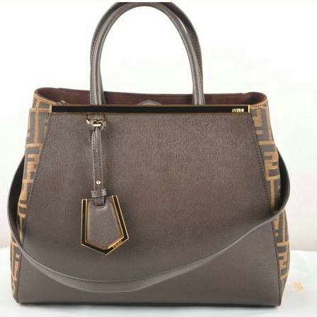 F2552M Fendi 2Jours Saffiiano Pelle Tessuto Tote Bag F2552M Bro